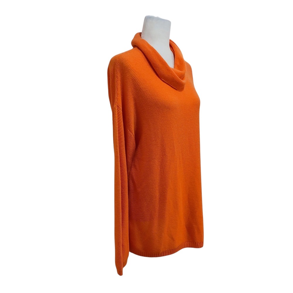 NWT J.Jill Sunset Orange Cotton Blend Knit Sweater Fall Pumpkin Cozy Halloween - Picture 3 of 11